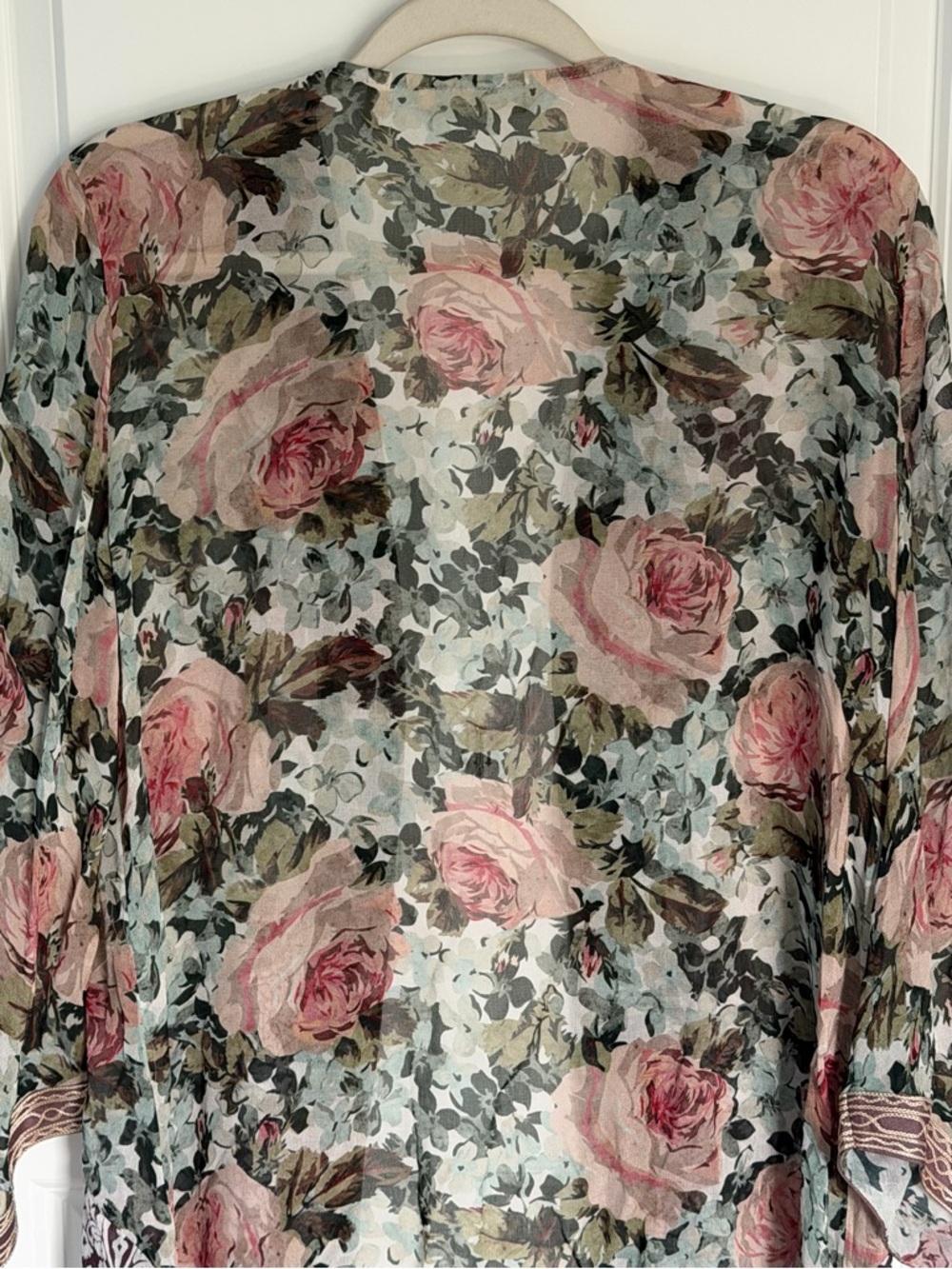 Soft Surroundings Embroidered Floral Sheer Kimono Topper Size Large 54996 - Picture 9 of 15